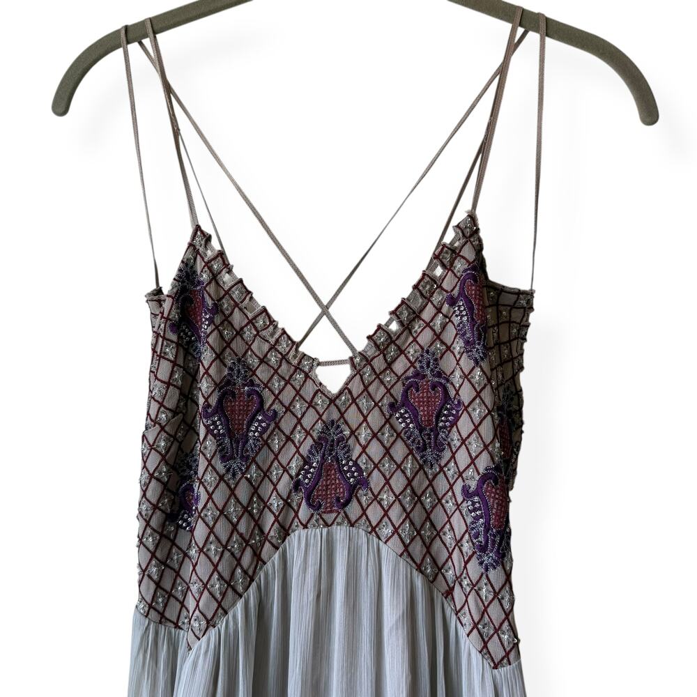 Free People Beaded Maxi Dress in Light Blue and Purple